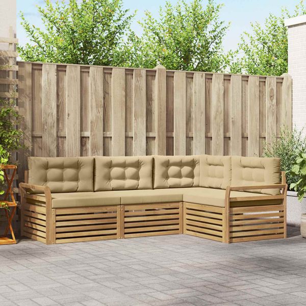vidaXL Outdoor-Sofagarnitur 4 pcs Weiß und Beige 250 x 170,5 x 73 cm 3390408