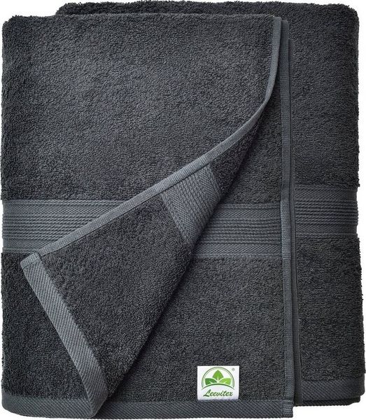 leevitex® Duschtuch 2er Set Duschtuch Frottier XL, 70 x 140 cm, saugfähig und fusselfrei, gestreifte Bordüre