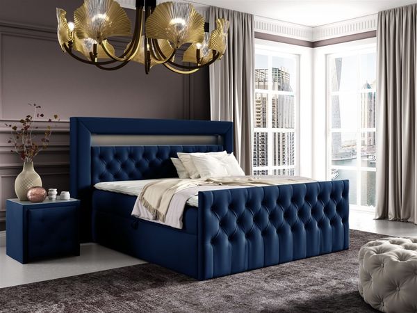 Boxspringbett Schlafzimmerbett ERNESTO Nr. 2 160x200cm in Elisa Velvet Blau
