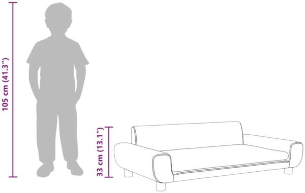 vidaXL Kindersofa 100 x 54 x 33 cm Samt, Hellgrau Bild 8