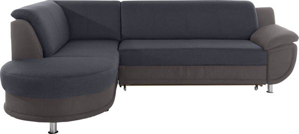TRENDMANUFAKTUR Ecksofa Rondo 3, zeitlos und bequem, Materialmix, breite Armlehnen, L-Form, wahlweise mit Federkern für mehr Komfort, wahlweise mit Bettfunktion