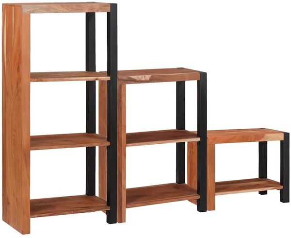 vidaXL Bücherregal 3 pcs Braun 50 x 30 x 110 cm Massivholz Akazie 3321522