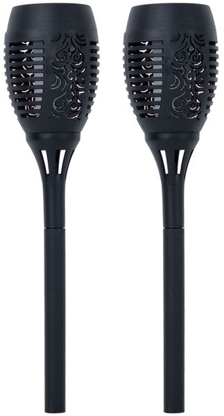 2er Set LED Solarleuchte, Fackel, Feuereffekt, schwarz, H 50 cm