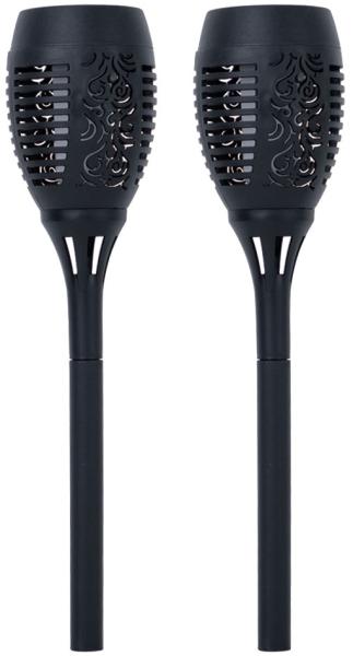 2er Set LED Solarleuchte, Fackel, Feuereffekt, schwarz, H 50 cm