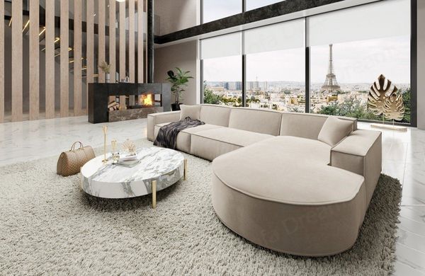 Sofa Dreams Ecksofa Design Sofa Polster Couch Eck Stoffsofa Alegranza L kurz Polstersofa, Loungesofa