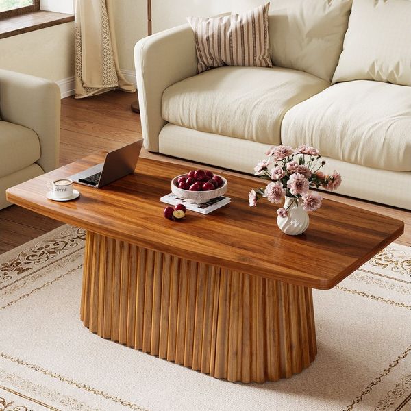 Tribesigns Couchtisch 120cm Beistelltisch, Wohnzimmertisch mit plissiertem Gestell,Sofatisch