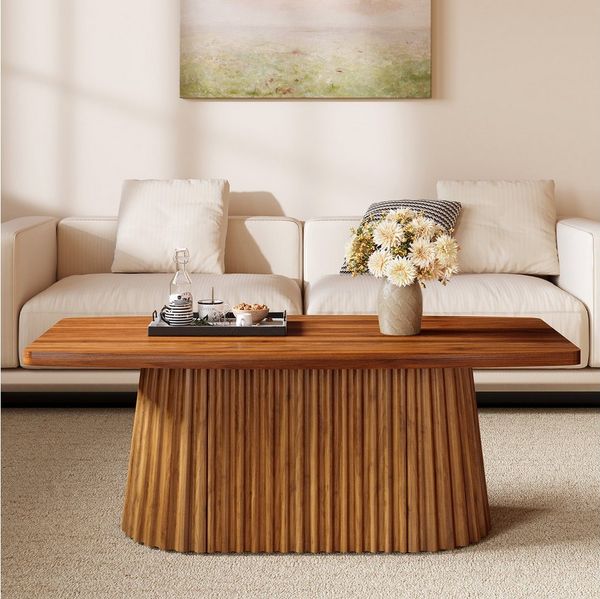 Tribesigns Couchtisch 120cm Beistelltisch, Wohnzimmertisch mit plissiertem Gestell,Sofatisch
