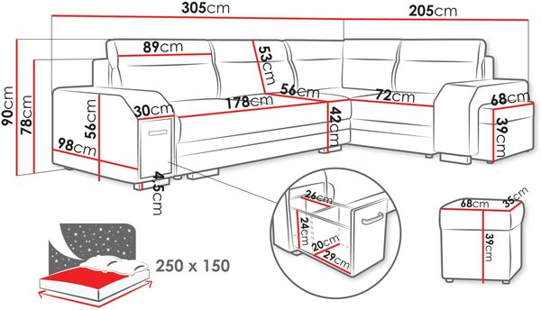 Ecksofa Assan (Farbe: Nazar 225.02 + Nazar 225.01, Seite: Rechts) Bild 8