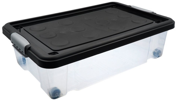 hrb Unterbettkommode transparente Aufbewahrungsbox Rollbar Unterbettbox mit Deckel Click (1 St)