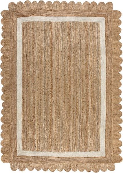 FLAIR RUGS Teppich Grace aus Jute mit Muschelrandsaum, rechteckig, Höhe: 7 mm, aus 100% Jute, fußbodenheizungsgeeignet, mit Bordüre