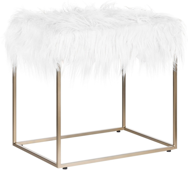 Hocker Felloptik weiß MANHATTAN