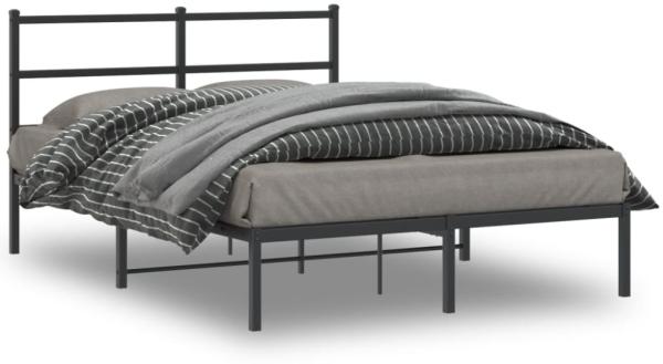 vidaXL Bettgestell mit Kopfteil Metall Schwarz 140x190 cm 355365