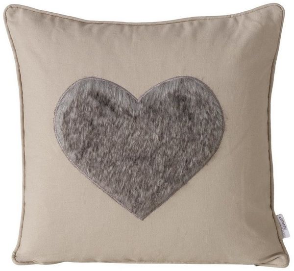 BOLTZE Zierkissen Zierkissen Amora Herzmotiv Grau 45x45 cm Baumwolle, (1 St)