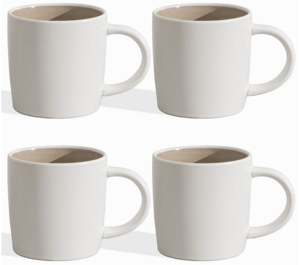 Hausfelder Geschirr-Set Geschirrset 4 Personen Steingut Becher 400ml Kaffeetassen Set (4-tlg), Steinzeug, spülmaschinen- & mikrowellengeeignet, Reaktivglasur