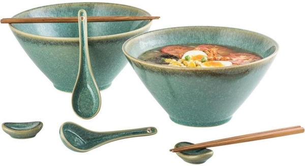 Japanisches Ramen Schüssel Set Keramik 2L Suppenschalen Bowl 2X
