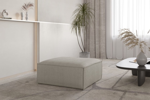 Polsterhocker Designerhocker CELES PREMIUM 105x105 cm in Stoff Scala Sandgrau