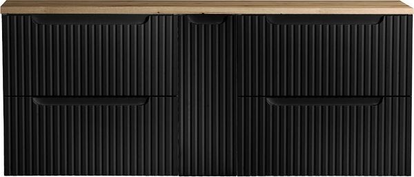 Waschtisch Skelbolu 140x60x40 cm Schwarz/Eichenoptik [en. casa]