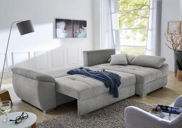Jockenhöfer Gruppe Ecksofa Alster L-Form, mit Bettfunktion und Bettkasten, Ottomane links oder rechts montierbar
