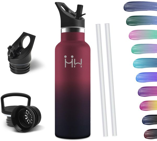 HoneyHolly Thermosflasche, 500ML BPA-Frei, Trinkflasche Edelstahl, Auslaufsichere Isolierflasche Doppelwandig, Wasserflasche Edelstahl, Thermoskanne, mit Strohhalm, Trinkflasche Kohlensäure Geeignet