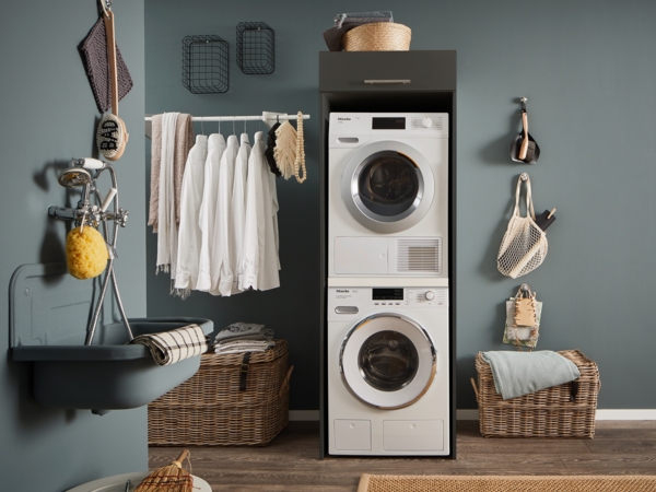 Waschmaschinenumbauschrank >LAUNDREEZY< in anthrazit - 67,5x200x67,5 (BxHxT)