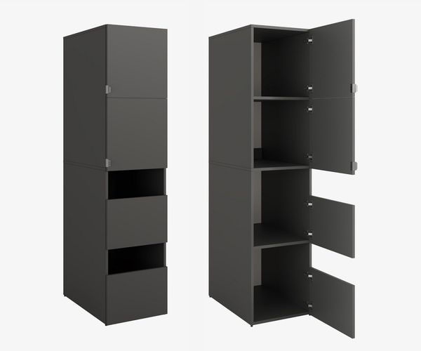 PLATAN ROOM Hochschrank Badschrank Beatrice 187 x 45 x 65 cm Wäscheschrank Badregal Schrank für das Badezimmer (Anthrazit, 45 cm breit)