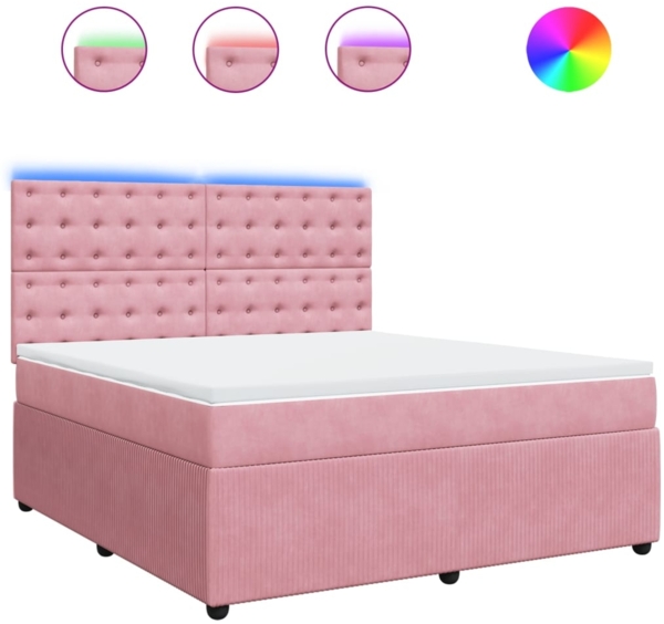 vidaXL Boxspringbett mit Matratze Rosa 180x200 cm Samt 3294723