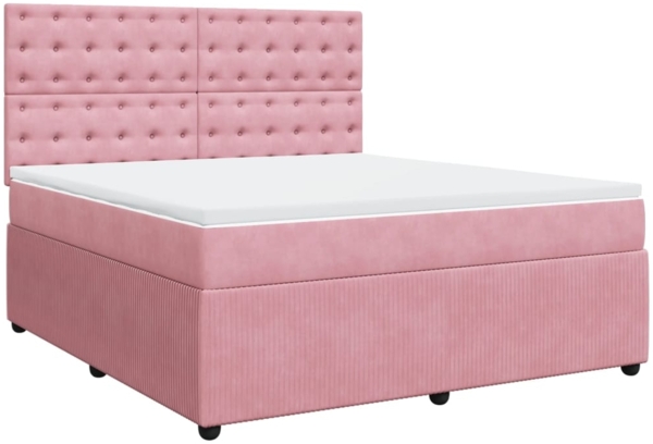 vidaXL Boxspringbett mit Matratze Rosa 180x200 cm Samt 3294723 Bild 2