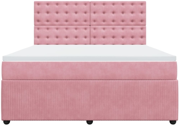 vidaXL Boxspringbett mit Matratze Rosa 180x200 cm Samt 3294723 Bild 5