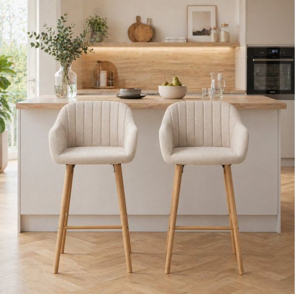 ANYSUN Barhocker Barstühle mit Fußstütze,hoher Rückenlehne,Küchenstuhl (Moderne Barhocker, 75 cm Sitzhöhe für Küche, mit Leinen bezogenen Sitzen, 2 St), für Küchen, Kücheninseln.