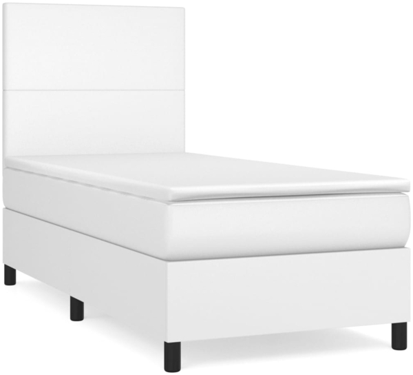 vidaXL Boxspringbett mit Matratze Weiß 100x200 cm Kunstleder 3142708