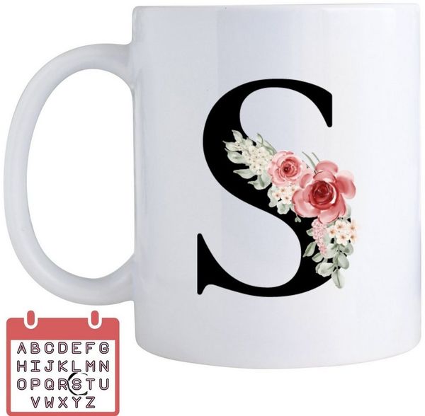 Giftandprint Tasse personalisiert mit Anfangsbuchstabe Monogramm Geburtstag Geschenk Frau, Geschenke für Frauen, Spülmaschinengeeignet, Mit Geschenkbox