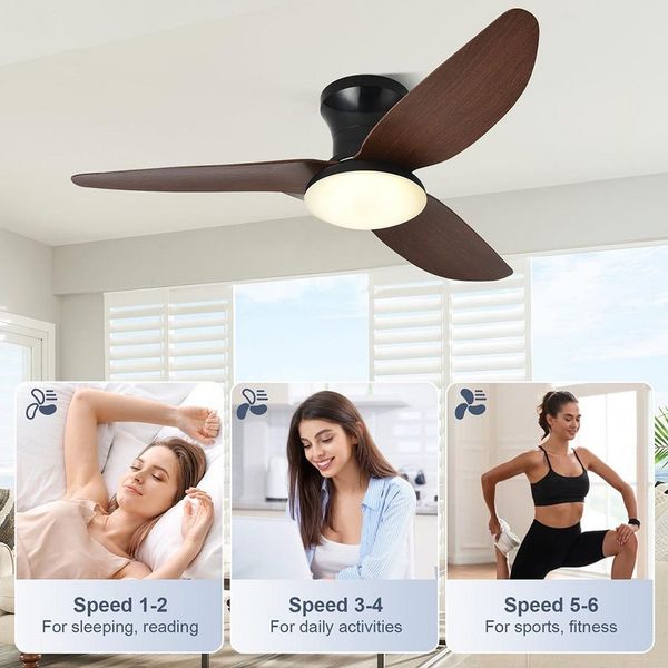LMaxhome Deckenleuchten LED Leise Deckenventilator 60W,6-stufiger,Fernbedienung,App-Steuerung, Umkehrbar, LED fest integriert, 3000K-6000K (warmes Licht, natürliches Licht, kühles Weiß), Ø100cm,Dimmbar,Memory-Funktion,Deckenlampe mit Ventilator Schlafz...