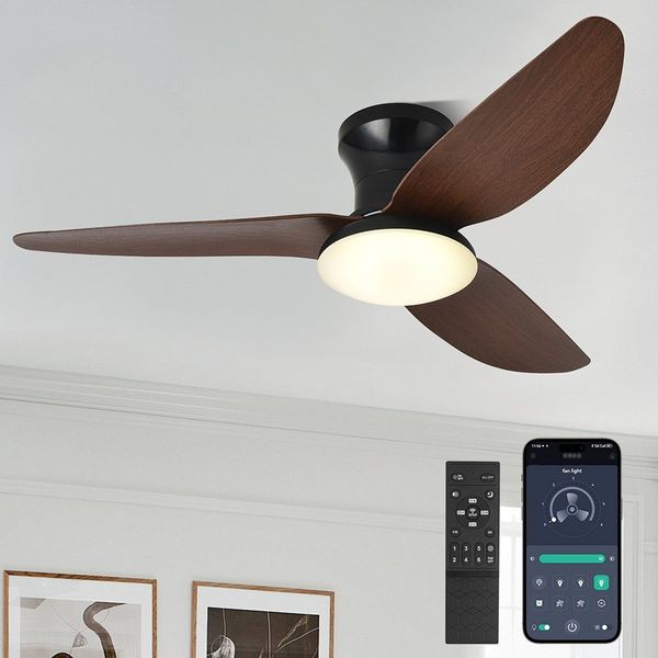 LMaxhome Deckenleuchten LED Leise Deckenventilator 60W,6-stufiger,Fernbedienung,App-Steuerung, Umkehrbar, LED fest integriert, 3000K-6000K (warmes Licht, natürliches Licht, kühles Weiß), Ø100cm,Dimmbar,Memory-Funktion,Deckenlampe mit Ventilator Schlafz...