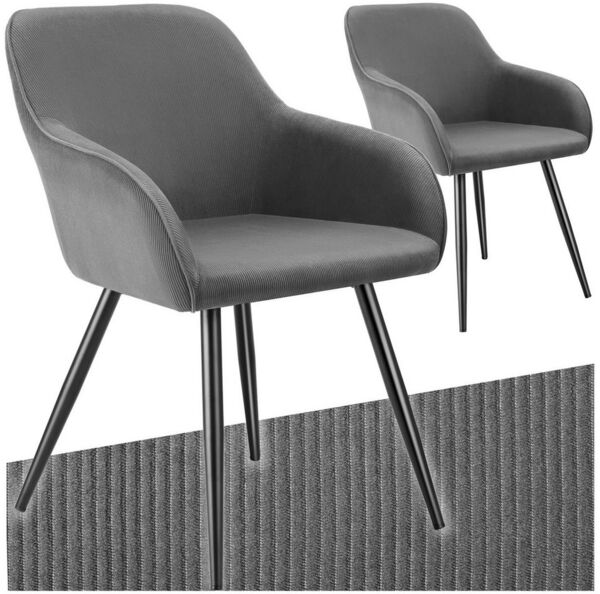 tectake Esszimmerstuhl Marilyn (2er Set, 2 St), gepolstert, in Cordoptik