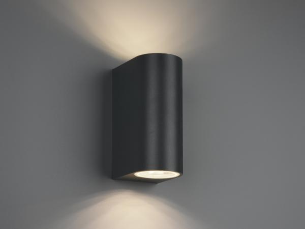 Runde LED Außenwandleuchte Up and Down, Anthrazit, Höhe 15cm