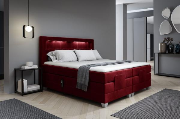 Boxspringbett Elektrisch Bett DAVIDE 200x200cm in Stoff Fresh Rot