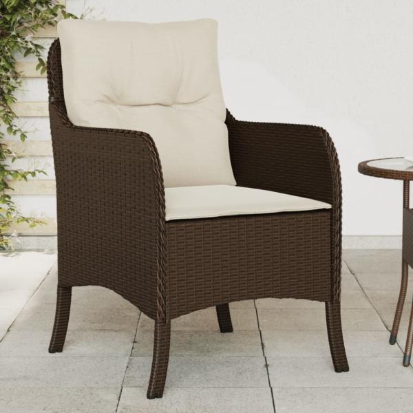 vidaXL Gartenstühle mit Kissen 2 Stk. Braun Poly Rattan 365146