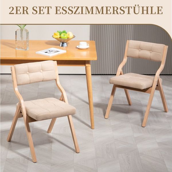 SeedWave Esszimmerstuhl 2er Set Küchenstuhl, Klappstuhl mit Gepolsterte Rückenlehne, Sitz, Die Neigung der Rückenlehne von 110°