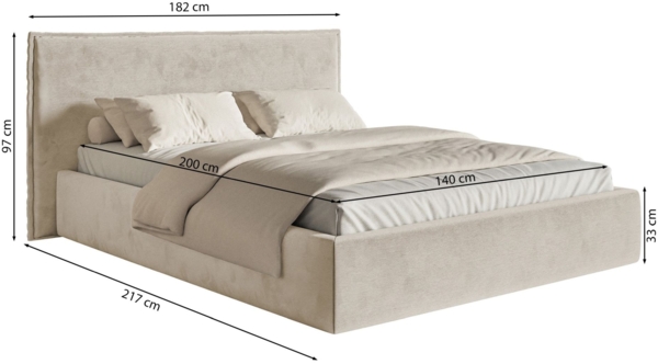 Selsey 'Softie ' Polsterbett 140×200 mit Bettkasten und Lattenrost, Velours, hellgrau Bild 5