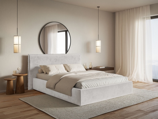 Selsey 'Softie ' Polsterbett 140×200 mit Bettkasten und Lattenrost, Velours, hellgrau Bild 3