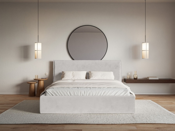 Selsey 'Softie ' Polsterbett 140×200 mit Bettkasten und Lattenrost, Velours, hellgrau Bild 2