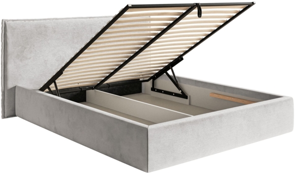 Selsey 'Softie ' Polsterbett 140×200 mit Bettkasten und Lattenrost, Velours, hellgrau Bild 4