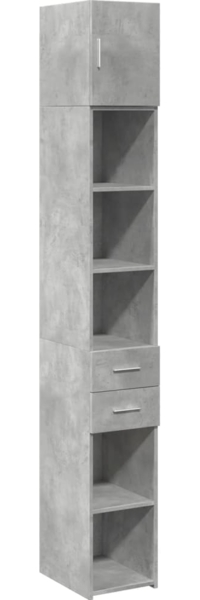 vidaXL Hochschrank Schmal Betongrau 30x42,5x225 cm Holzwerkstoff 3281269