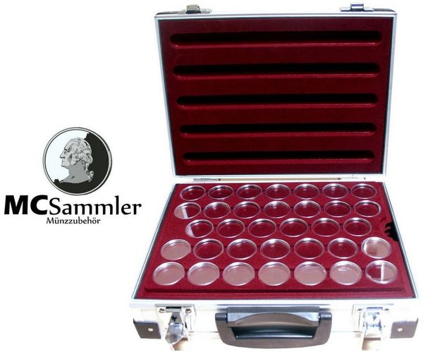 MC. Sammler Aufbewahrungsbox MC. Sammler Alu Münzkoffer für 170 Stk 10 Euro Münzen in Kapseln, mit 170 Münzkapseln 32,5mm
