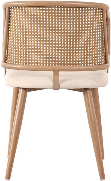 Merax Esszimmerstuhl (Set, 2 St), 2er Set Polsterstühle mit Rattan-Rückenlehne, Sitzkissen aus PU-Leder, bequem und atmungsaktiv, beige Bild 9