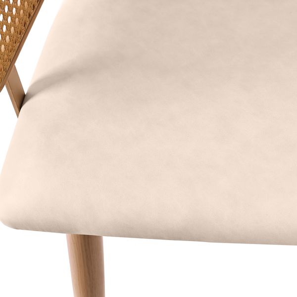 Merax Esszimmerstuhl (Set, 2 St), 2er Set Polsterstühle mit Rattan-Rückenlehne, Sitzkissen aus PU-Leder, bequem und atmungsaktiv, beige Bild 10