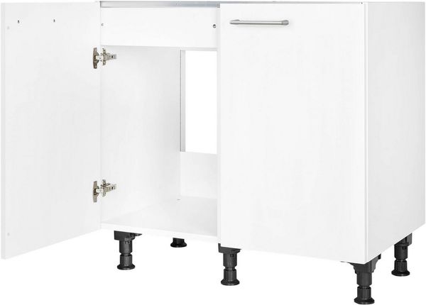 nobilia® Spülenschrank "Laser", vormontiert, mit höhenverstellbaren Sockelfüßen, Breite 90 cm