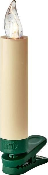 kabellose Kerzen, LUMIX SUPERLIGHT MINI, superhelle warmweiße LEDs, cremefarben Basis-Set, 12 Stück