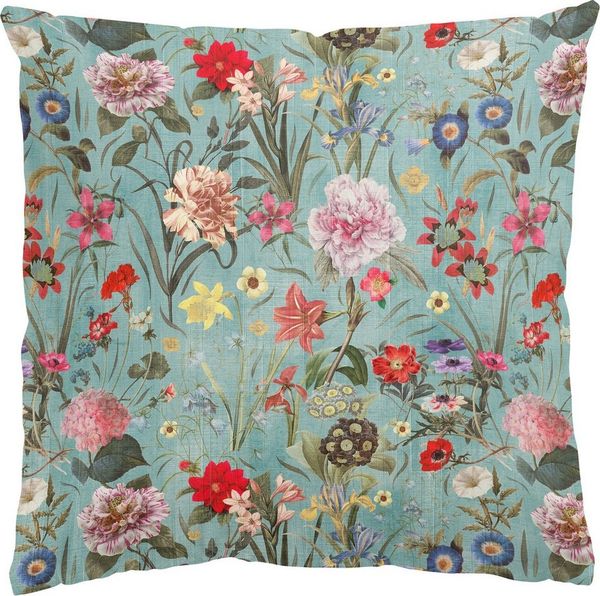 Bilderdepot24 Dekokissen drinnen Kissenhülle/ Sofakissen/ Zierkissen Kissenhülle grün Blumen Vi, Bezug mit / ohne Füllung Zierkissen Outdoor Sofa Bett