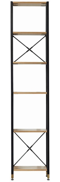 Regal Standregal schmal 45 cm 6 Böden Akazie-Optik Metallrahmen